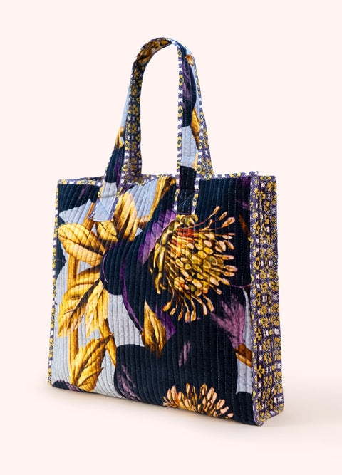Powder VQT7 Hellebore Quilted Velvet Tote