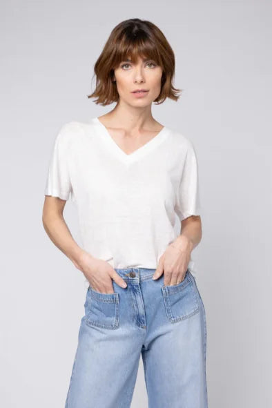 Eleven Loves Lucy Linen T Shirt In White