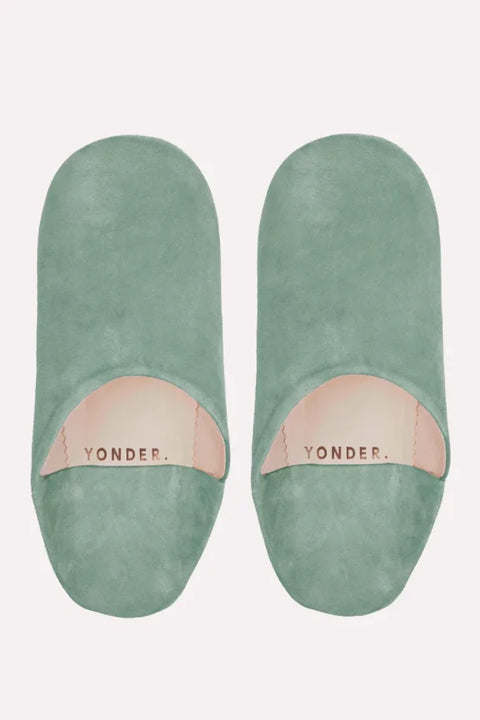 Yonder Suede Babouche Slippers In Sage