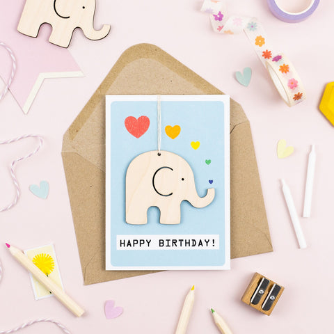 Daisycat Cards WK52 Wooden Keepsake - Elephant Baby Boy