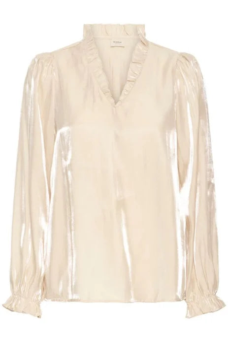 Fransa Yolanda Bl 3 Long Sleeve Blouse In Oyster Gray