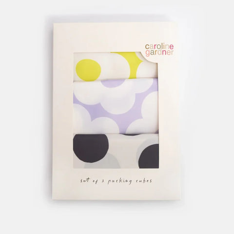 Caroline Gardner Gifts ZCS103 Mono Spot and Flowers Set of 3 Packing Cubes