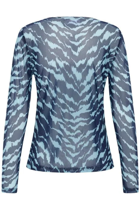 Saint Tropez Zulvir Blouse In Pageant Blue Shifted Strokes