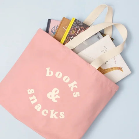 Alphabet Bags Books & Snacks - Blush Pink Canvas Tote Bag