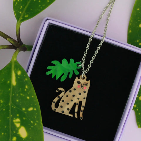 Little Moose DONK LEO CH Doodle Leopard Charm Necklace