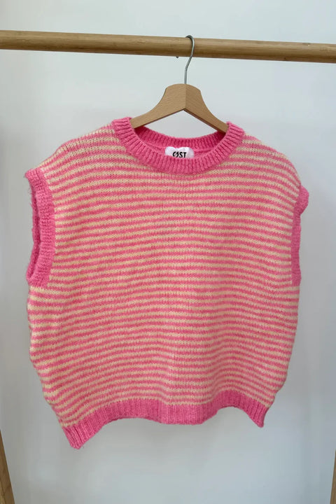 Ost London Alma Wool Vest In Yellow/Pink