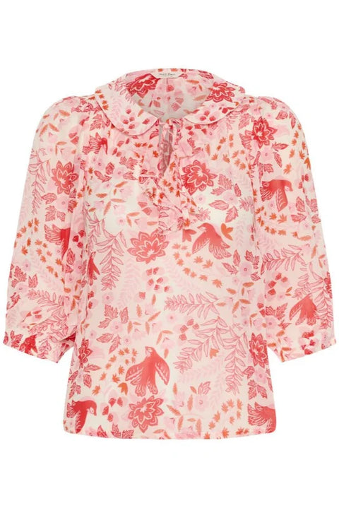 Part Two Alvia Blouse Poppy Red Bird Print