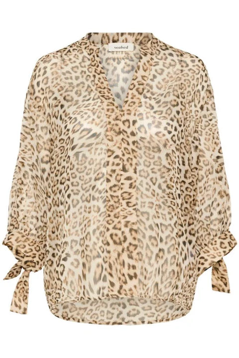 Soaked In Luxury Anaya Amily Blouse 3/4 In Leopard Print