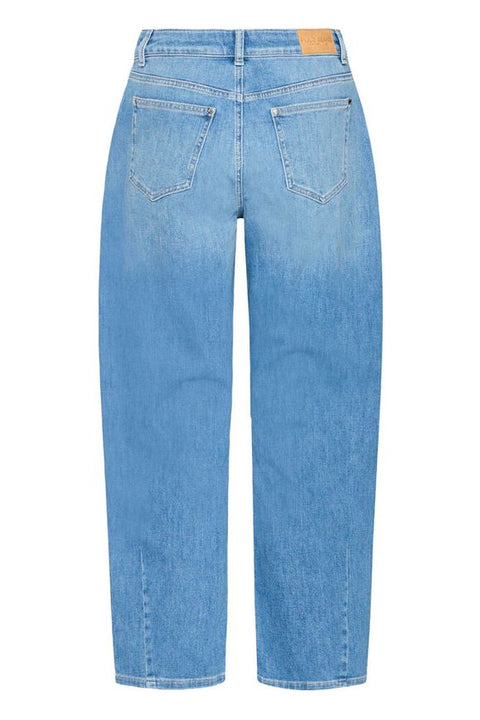 Pulz Anni Hw Jeans Barrel Leg In Medium Blue Denim