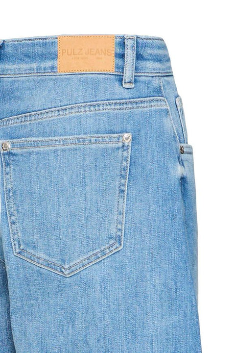 Pulz Anni Hw Jeans Barrel Leg In Medium Blue Denim