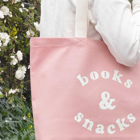Alphabet Bags Books & Snacks - Blush Pink Canvas Tote Bag