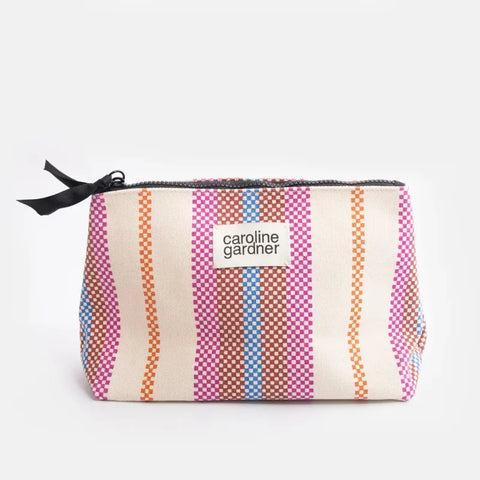 Caroline Gardner Gifts BBG104 Check Stripe Canvas Beauty Bag