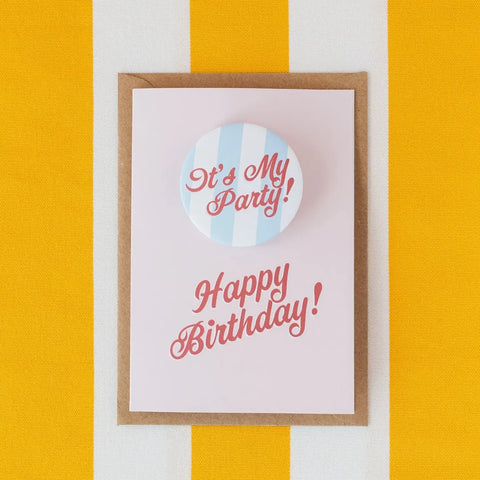 Oh Squirrel BC17 It's My Party' Stripe Birthday Badge Card