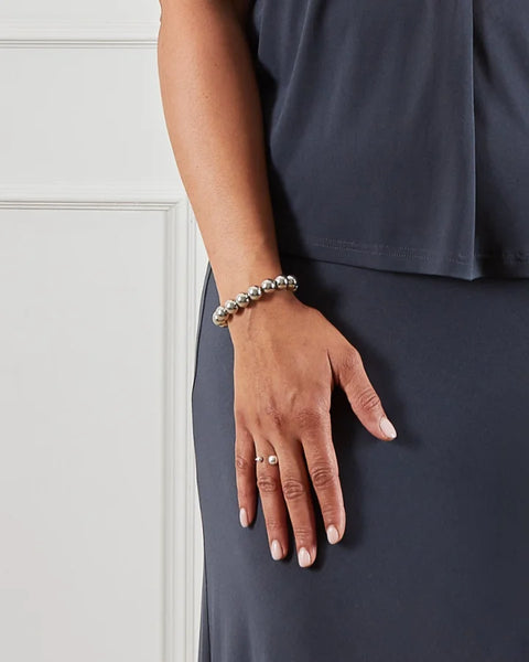 Chalk Beaded Bracelet in Silver