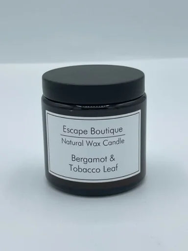 Bergamot & Tobacco Leaf 120ml Brown Pot Natural Vegetable Wax Candle