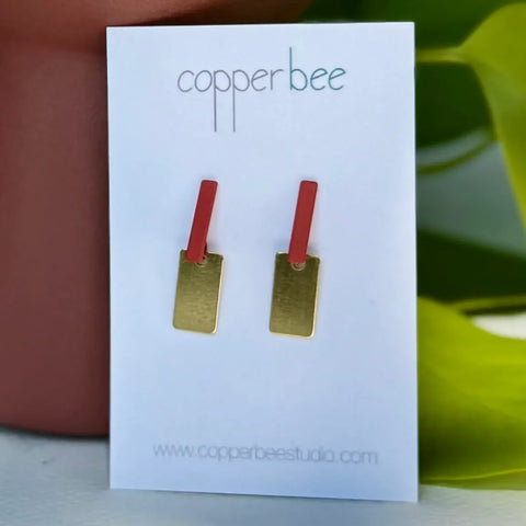 Copper Bee BH013 Bauhaus - Block Earrings