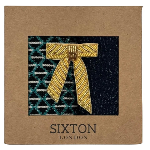 Sixton London Black Leipzig & Tokyo Sock Box Duo with Gold Bow Pin