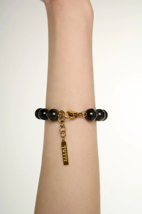 Tutti & Co BR717G Golden Obsidian Small Beaded Bracelet
