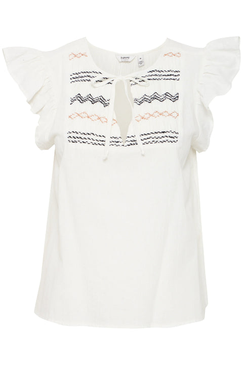 B Young Ipalie SS Blouse In Marshmallow