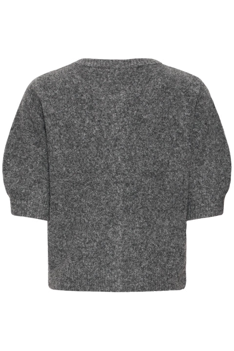 B Young Omea Deco Cardigan In Dark Grey Melange