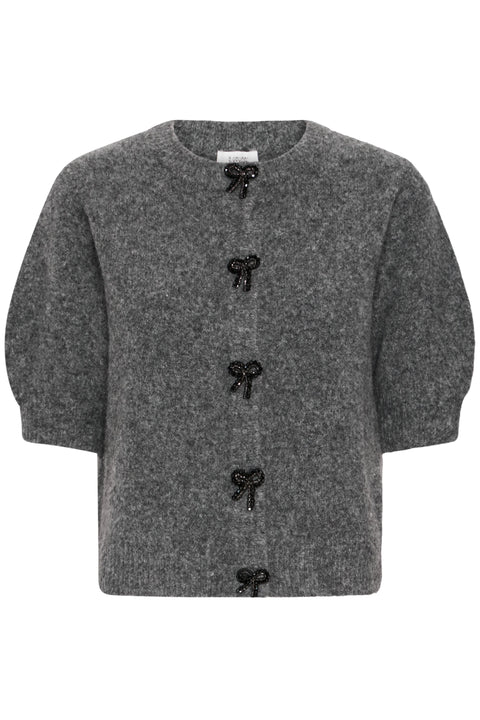 B Young Omea Deco Cardigan In Dark Grey Melange