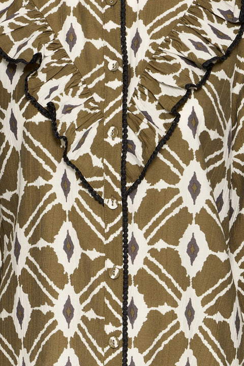 B Young Inaba Frill Shirt In Military