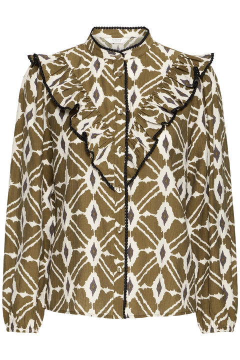B Young Inaba Frill Shirt In Military