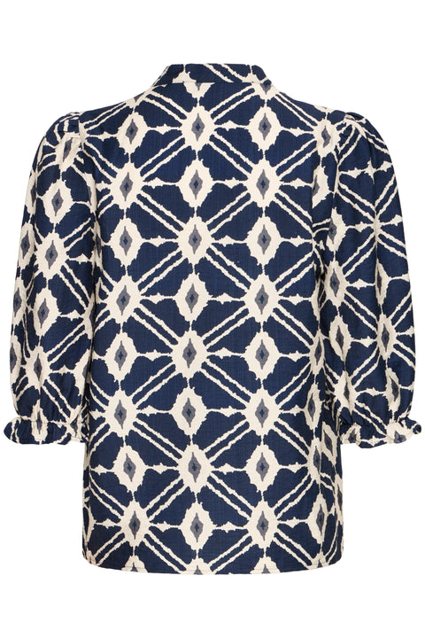 B Young Ikaia Blouse In Asphalt Geometric