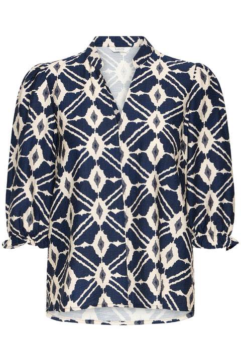 B Young Ikaia Blouse In Asphalt Geometric