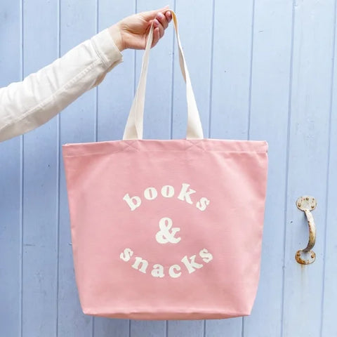 Alphabet Bags Books & Snacks - Blush Pink Canvas Tote Bag