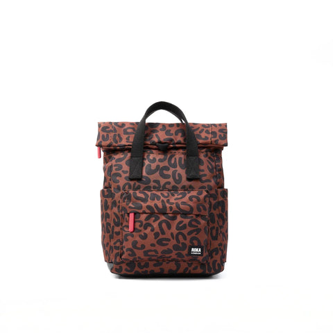 Roka London Canfield Small In Scarlet Leopard Canvas