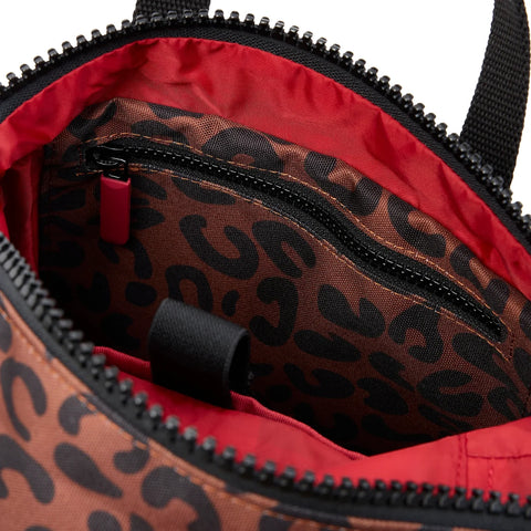 Roka London Canfield Small In Scarlet Leopard Canvas