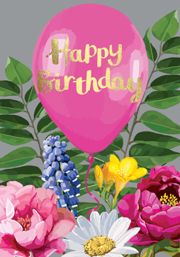 Sarah Kelleher FF165 Happy Birthday Balloon Card