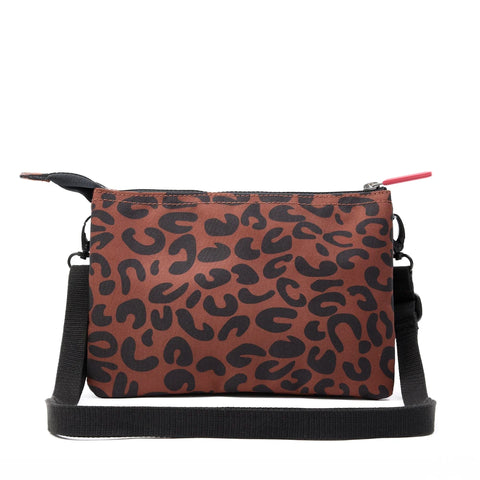 Roka London Carnaby Crossbody XL Leopard Print Recycled Canvas