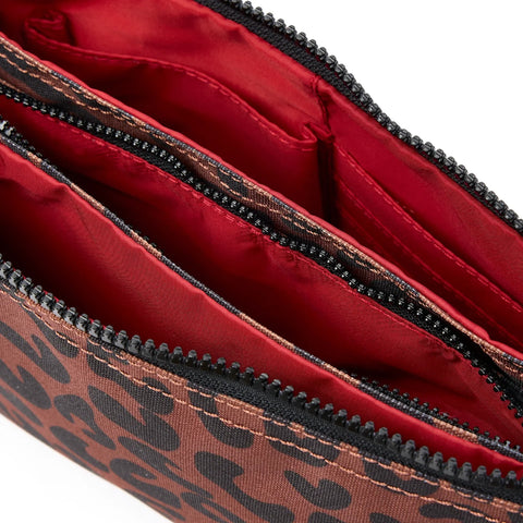 Roka London Carnaby Crossbody XL Leopard Print Recycled Canvas