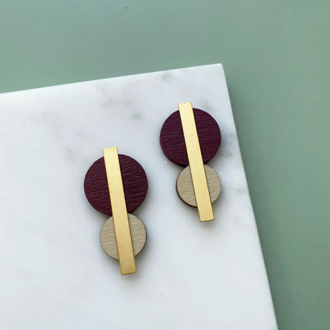 MicaPeet CCS-PC Colour Combo Geometric Circle Studs Purple/Cream
