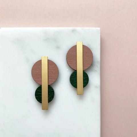 MicaPeet CCS-PG Colour Combo Geometric Circle Studs Pink/Green