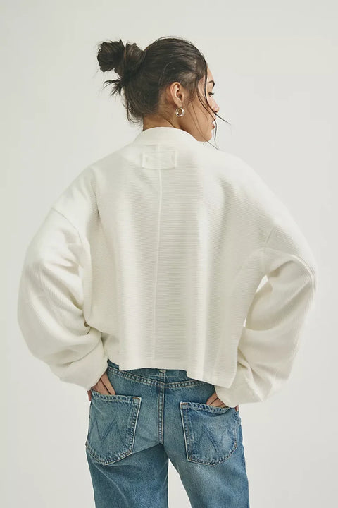 Free People Celeste Quarterv Zip In Clean Ivory