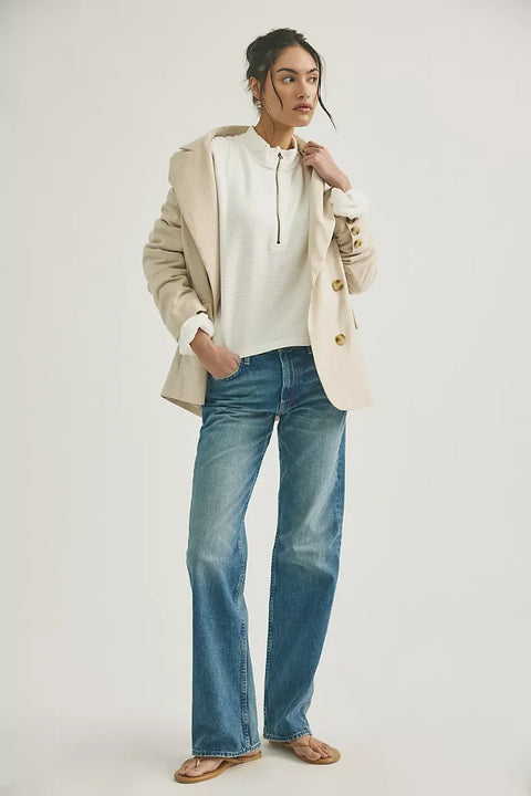 Free People Celeste Quarterv Zip In Clean Ivory