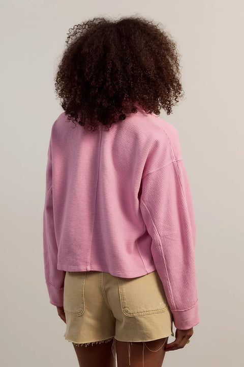 Free People Celeste 1/4 Zip Top In Hummingbird Pink