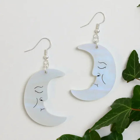 Little Moose Celestial Moon Earrings Pearl