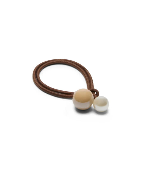 Chalk Stockport Double Ball Hair Tie In Stone/Ivory Pearl