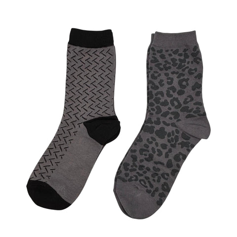 Sixton London Charcoal Kyoto & Leopard Sock Box
