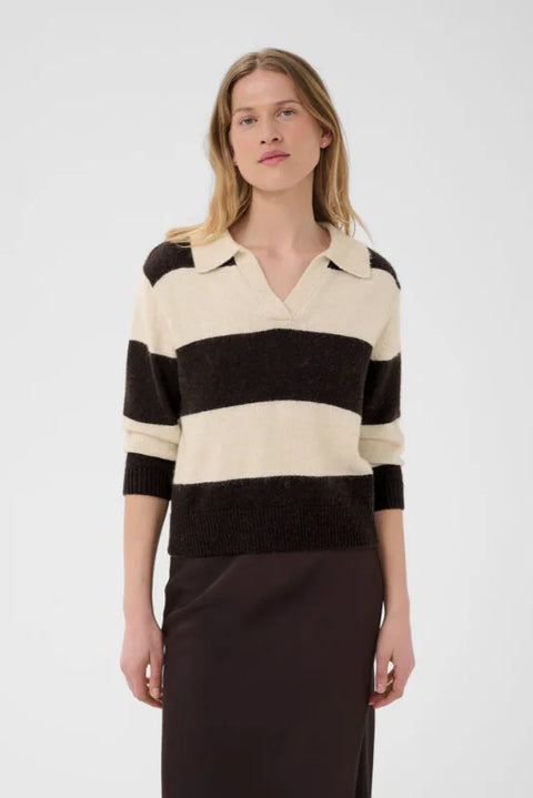 Part Two Charlott Pullover In Whitecap Gray/Molé Stripe