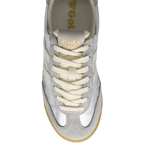 Gola CLB858JW Firefly Metallic Trainer Silver/Off White