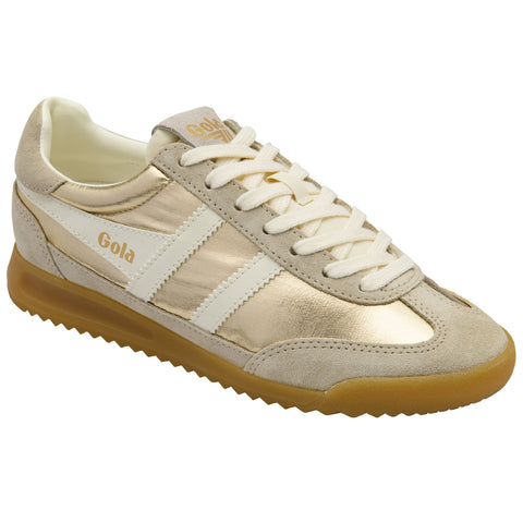 Gola CLB858YW Firefly Metallic Trainer Gold/Off White