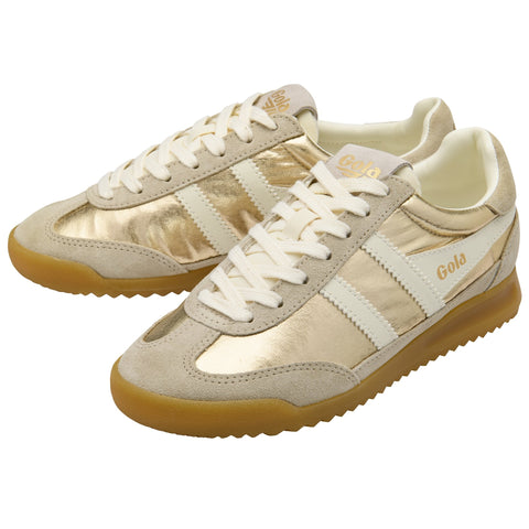 Gola CLB858YW Firefly Metallic Trainer Gold/Off White