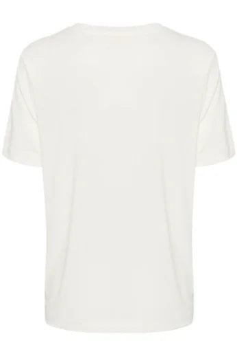 Soaked In Luxury Columbine Loose Fit V-Neck T-shirt In Broken White