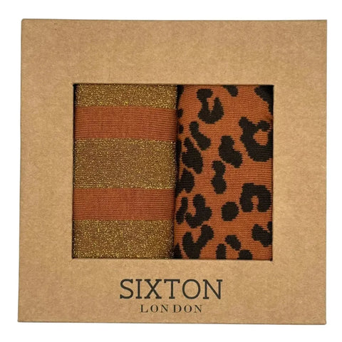 Sixton London Copper Berlin & Leopard sock box duo
