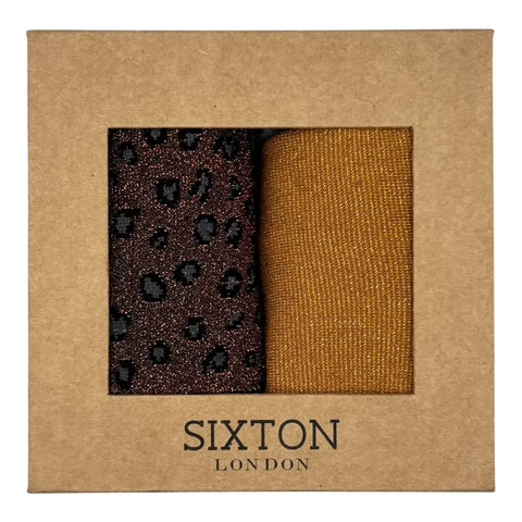 Sixton London Copper Tokyo & Cheetah sock box duo